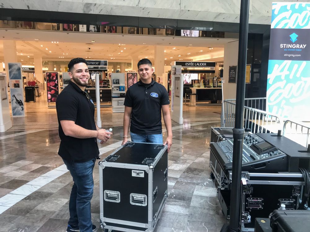 Bergen AV crew with professional equipment at corporate event New Jersey